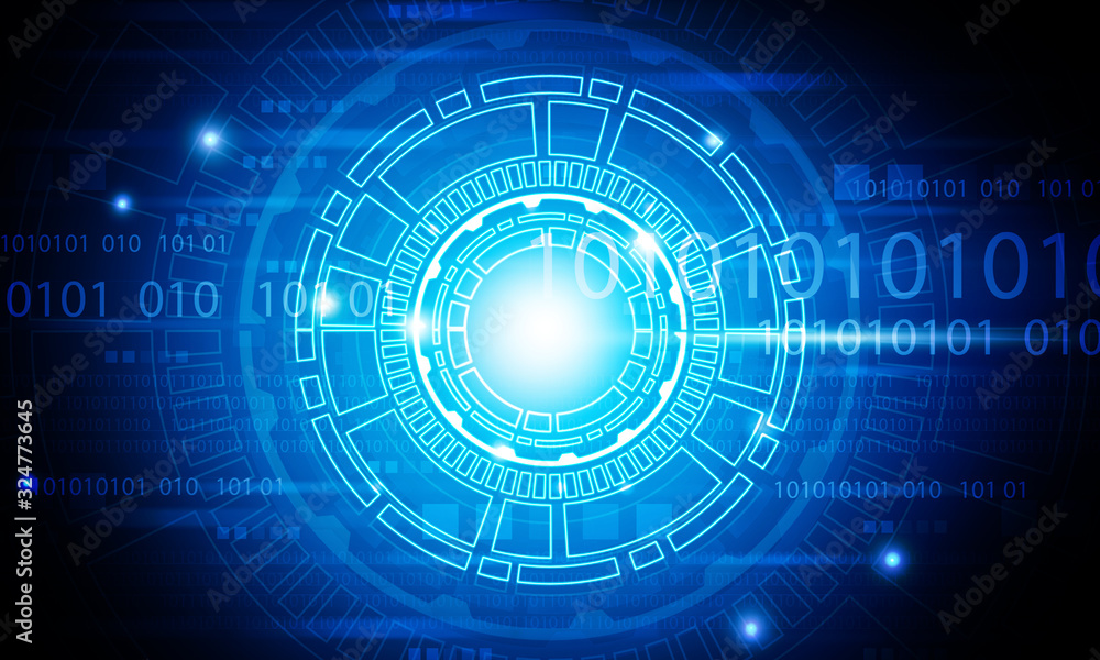 Poster abstract technology background. tech elements with binary cods. digital illustration