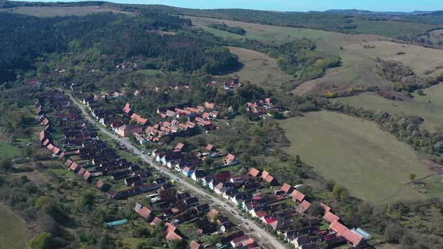 UNESCO world heritage Romanian village, Viscri seen from above. 