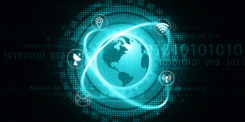 Global communication network technology background. 3d illustration.