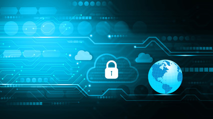 Cloud security concept background. Modern technology background. 3d illustration..