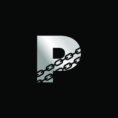 Initial Letter P with Chain