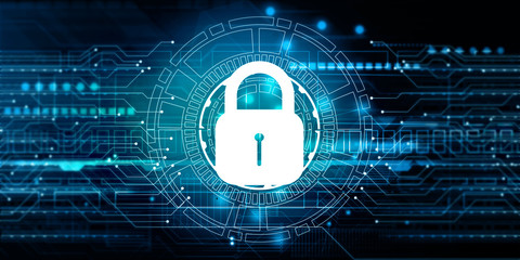 Internet security concept background. 3d illustration.