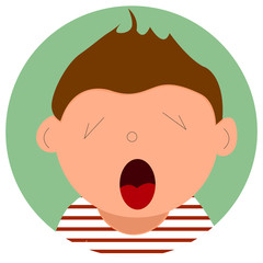 Illustration depicting a boy who is yawning.