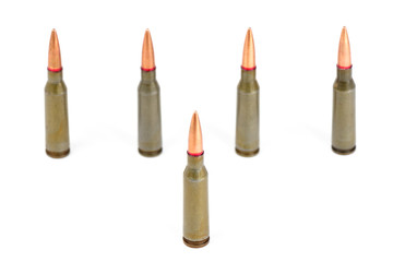 Armory ammunition close-up isolated on white background