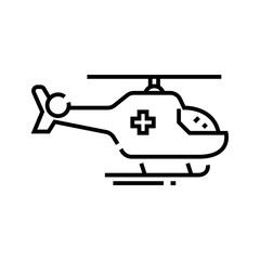 Ambulance helicopter line icon, concept sign, outline vector illustration, linear symbol.