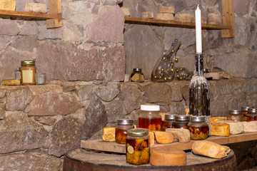 Cheese with raclette in ripening cellar
