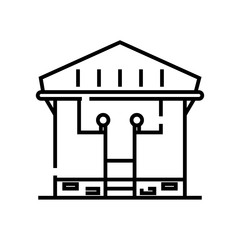 Additional house line icon, concept sign, outline vector illustration, linear symbol.