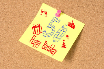 Pinnwand und Glückwunsch zum 50 Geburtstag
