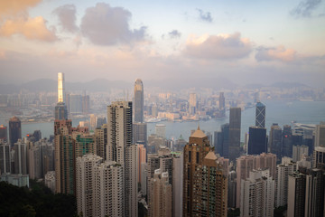 Fototapeta na wymiar Victoria peak. View of Hong Kong and Victoria harbour