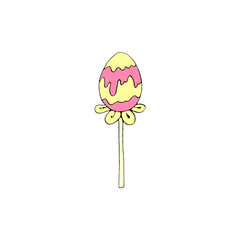 Color decorative egg, candy, Lollipop. Design element for Easter, Valentines Day, holidays. Hand drawn