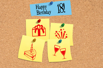 Pinnwand und Glückwunsch zum 18 Geburtstag