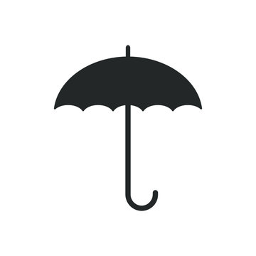 Umbrella icon symbol. Simple flat shape logo sign. Black silhouette isolated on white background. Vector illustration image.