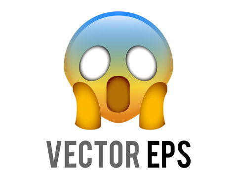 Vector gradient yellow and blue scary character face emoji icon