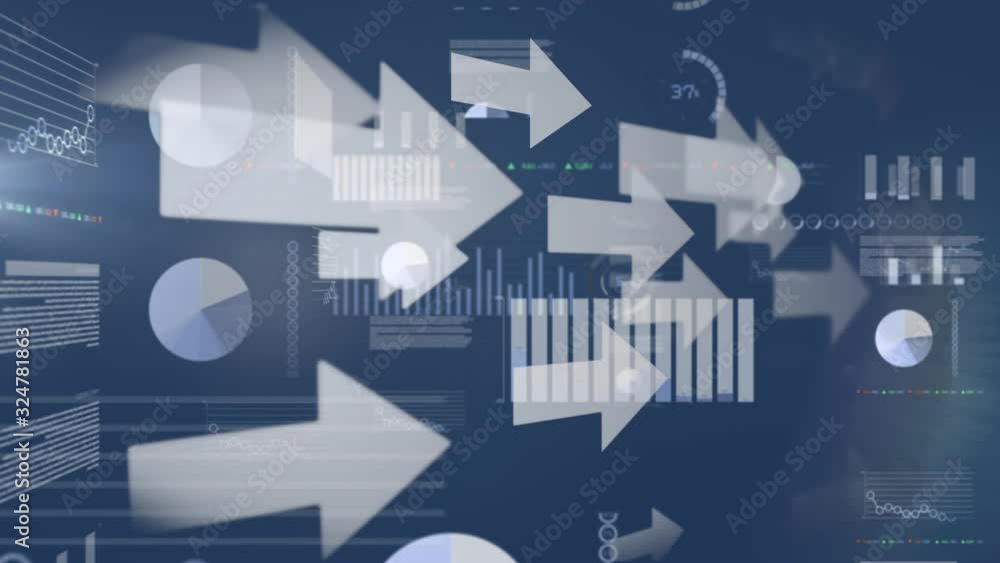 Poster animation of data processing in blue background