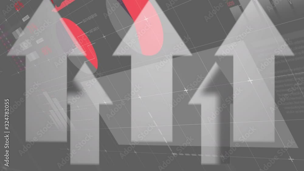 Poster animation of data processing in grey background