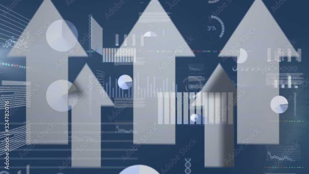 Poster animation of data processing in blue background