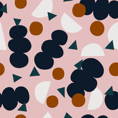 Cute and fun vector seamless pattern with different shapes. Modern geometrical texture.