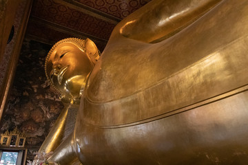 Reclining Buddha at Wat Pho temple in bangkok thailand