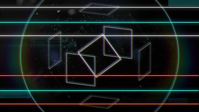 Animation of geometric shapes and colored lines