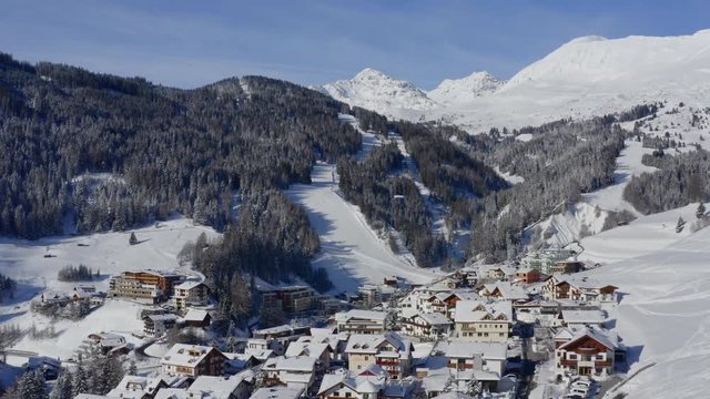 Winterwonderland Serfaus in February with village