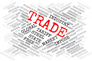 Concept in the form of a cloud of words associated with the Trade