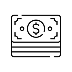Banknotes line icon, concept sign, outline vector illustration, linear symbol.