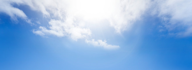 Naklejka na ściany i meble Blue sky and white cloud summer sun background.