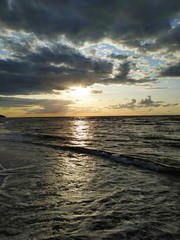 morze, woda, Bałtyk, Morze Bałtyckie, Międzywodzie, zachód słońca, słońce, zachód