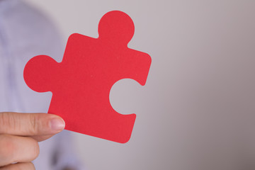puzzle hand solution concept business.