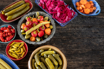 Turkish pickled foods on the table, turkish turşu