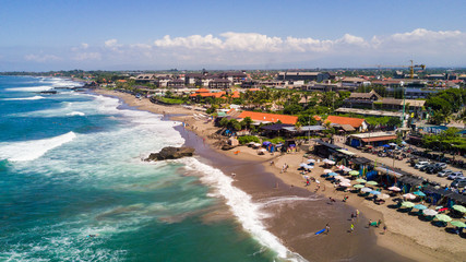 Aerial panorama of the Canggu beach , Bali, Indonesia - obrazy, fototapety, plakaty