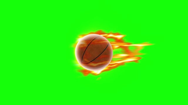 basket ball fire green background loop animation