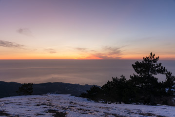 Golden dawn on the mountain AI-Petri Crimea