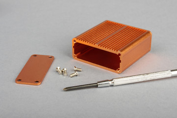 Orange aluminium enclosure for electronics projects