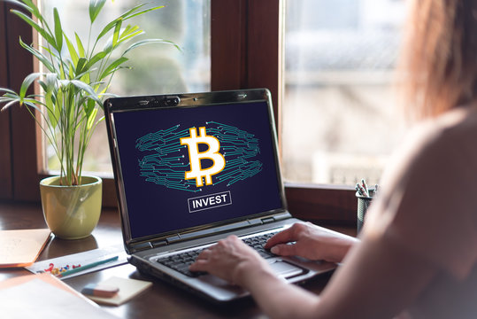 Bitcoin concept on a laptop screen