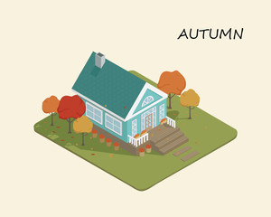 Isometric image of a private house.