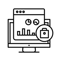 Blocked data line icon, concept sign, outline vector illustration, linear symbol.
