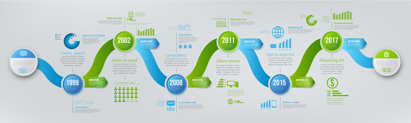 Infographics arrow timeline hystory template
