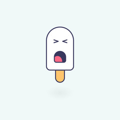 Ice Cream Cartoon Character. Set of Emoticons, Stickers. Laughing, Smile Facial Expression. Can be used as a logo or Sign.
