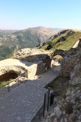 Fototapeta na wymiar Lebanon: View from the remains of Beaufort Cursader Fort onto the south Lebanon Landscape