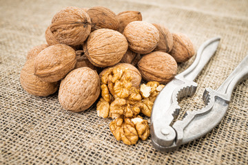 Background of fresh walnuts. Natural walnut background