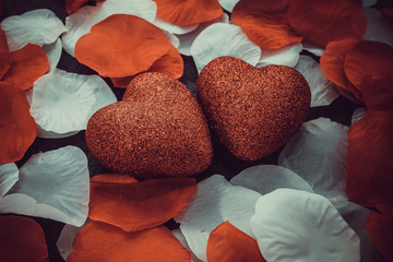 Romantic red heart with love on valentine's day