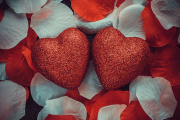 Romantic red heart with love on valentine's day