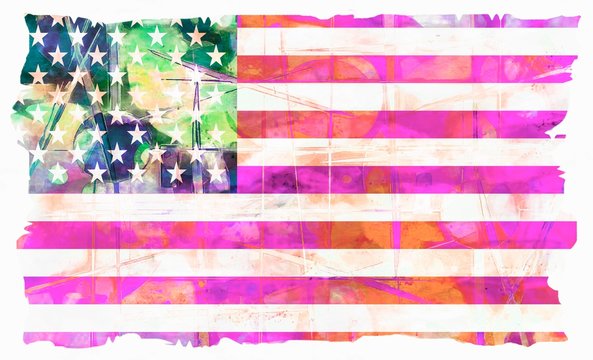 Distressed Style Colorful USA Flg