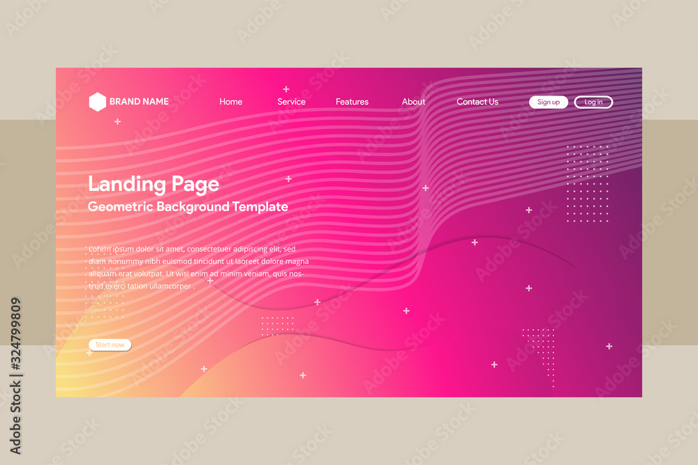 Poster website template design and landing page line dynamic shapes background. vector illustration for app