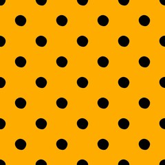 Polka dots seamless pattern. Vector dot pattern background. Great for fabric, scrapbooking and textile. Black yellow