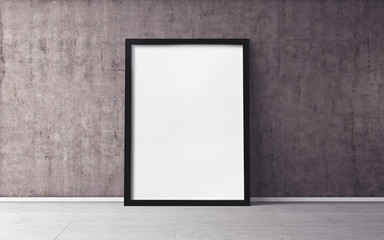 White poster on floor with blank frame mockup for you design. Layout mockup good use for your...