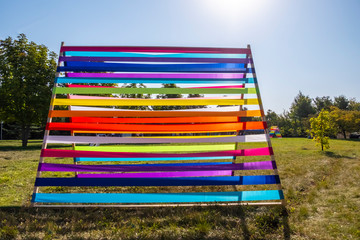 Colorful sunshade tent in Autumn festival.