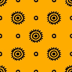 Sunflower pattern on black background. Abstract floral backdrop. Seamless floral design. Black yellow aesthetic. Great for fabric, scrapbooking and textile.
