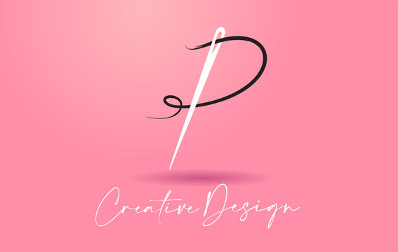 P Letter Logo With Needle And Thread Creative Design Concept Vector